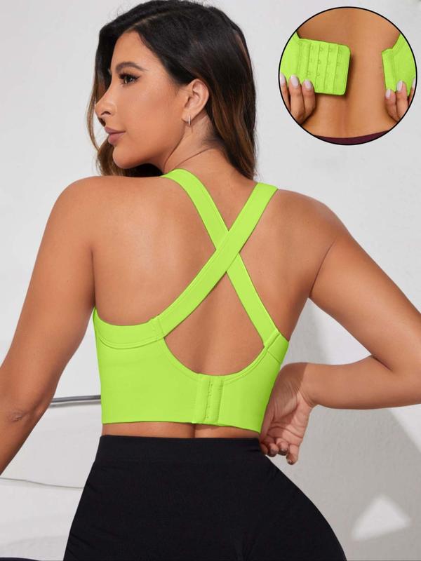 Women's Criss Cross Backless Sports Bra, Solid Color Sleeveless Sports Top for Yoga Gym Workout, Ladies Sportswear Clothing for Indoor Outdoor Wear, Back To School Bra