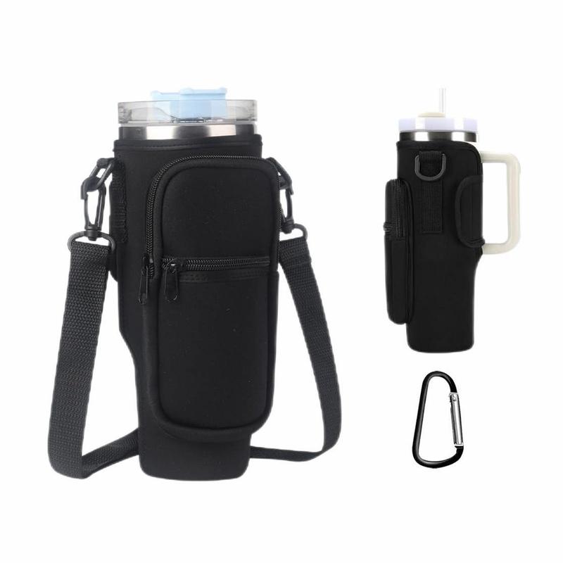 Water Bottle Carrier Bag with Phone Pocket, 1 Count Water Bottle Holder with Adjustable Strap, Drinkware Accessories for Outdoor