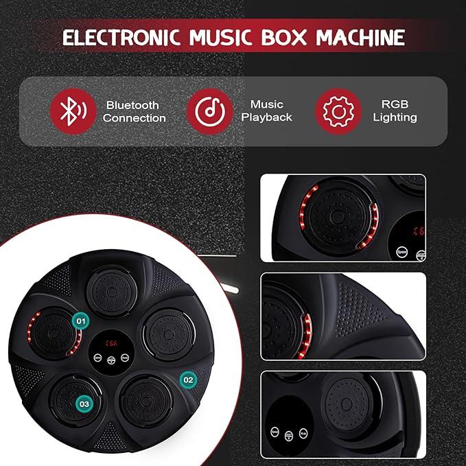 Indoor Fitness Exercise Smart Music Boxing Machine, Sports Accessories Wall Mounted Bluetooth Music Boxing Training Punching Equipment, USB Smart Boxing Target Workout Machine for Home Indoor Gym