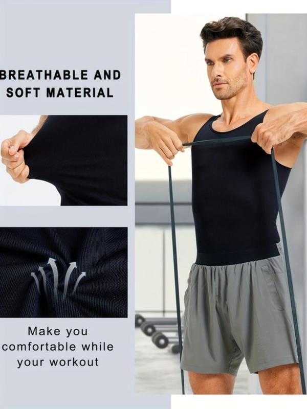 Men's Solid Color Compression Sleeveless Shapewear Vest, Fall Wear 2024, Casual Plain Comfortable Breathable Tummy Control Athletic Shaper Tank Top, Men's Shapewear Top for Daily Wear Activewear, Tank Tops for Men, Menswear Underwear