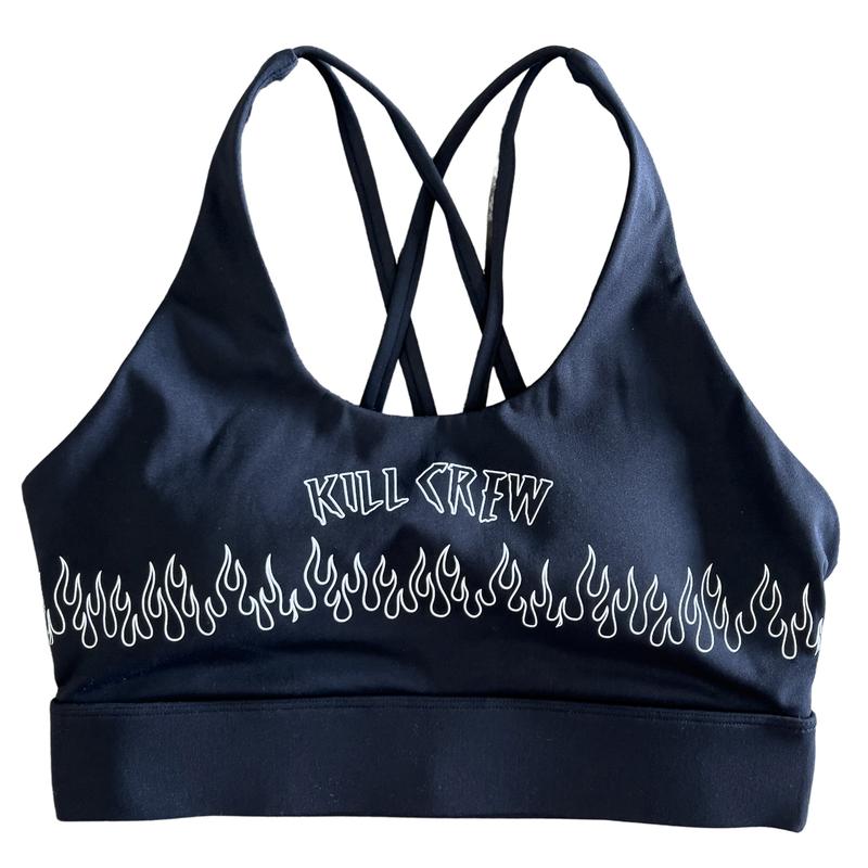 [Kill Crew] High Support Sports Bra Flame - Black   White, Womens Gymwear, Comfortable