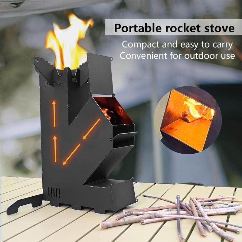 Portable Wood Mini Burning Stove for Cooking - Rocket Stove with Storage Bag