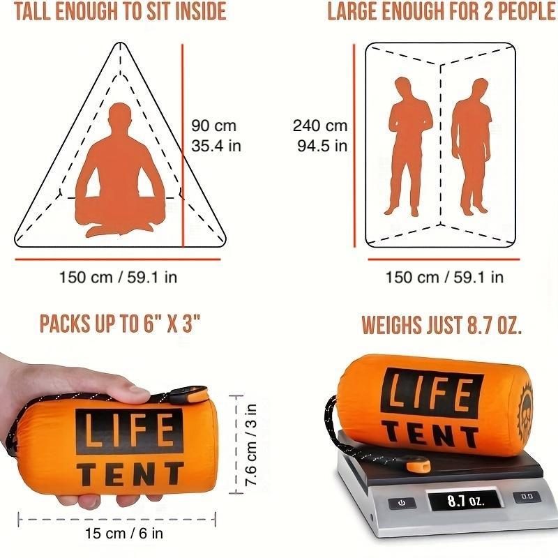 Emergency Survival Waterproof Tent, 2 Person Emergency Survival Shelter with Whistle, Emergency Shelter, Tube Tent, Survival Tarp with Survival Whistle