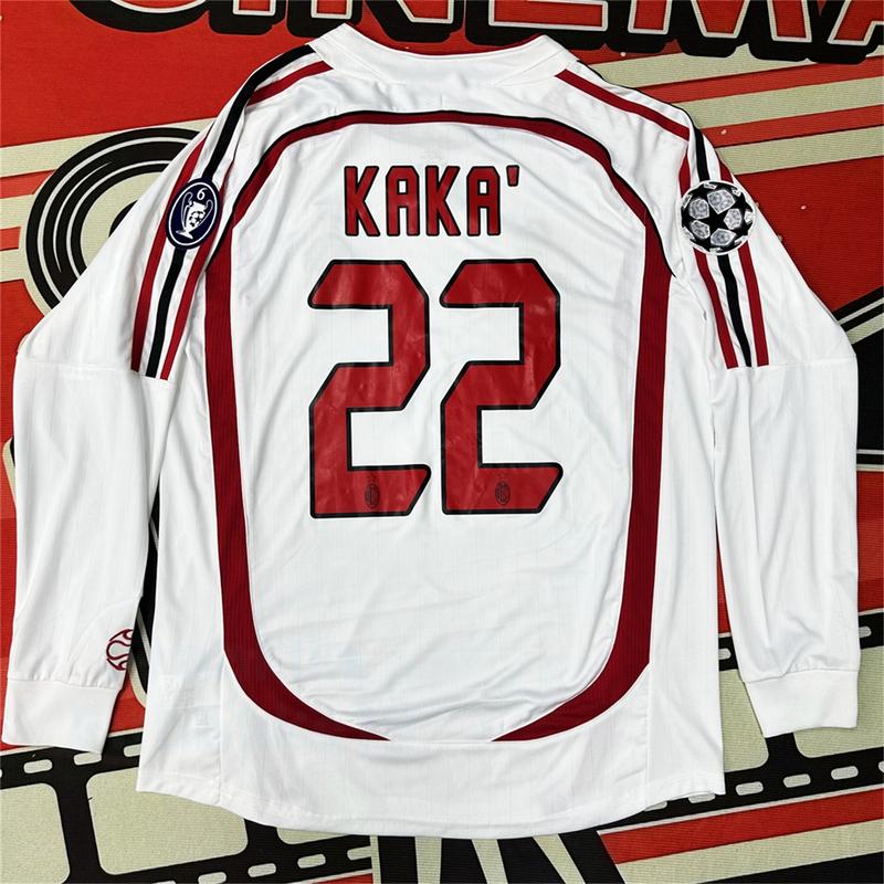 AC Soccer Jersey Fans Version Home kit Kaka #22 White Red Long Sleeves