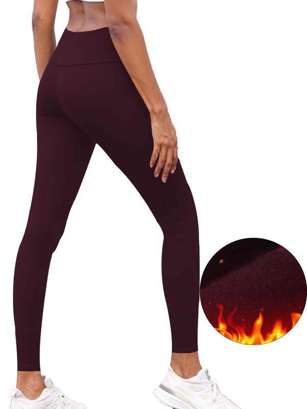 Women's Solid High Waist Thermal Lined Leggings, Winter Warm Tight Leggings for Outdoor Wear,  Leggings for Women， Comfort Sport Clothes for Gym, Summer Outfits 2024