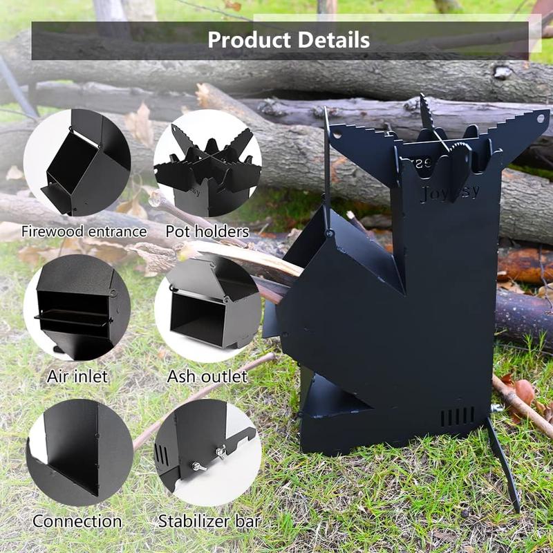 Portable Wood Mini Burning Stove for Cooking - Rocket Stove with Storage Bag