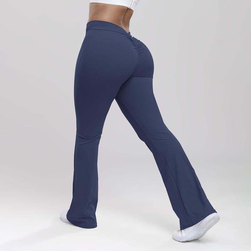 Women Flare Legging V Back Butt Lifting Wide Leg High Waist Workout Yoga Pants yoga fitness legging