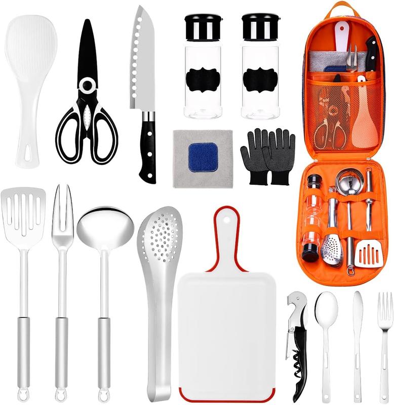 Camping Essentials Camping Accessories Gear Must Haves Camper Tent Camping Kitchen Rv Cooking Set Camping Cooking Utensils Set Supplies Gadgets Outdoor Stove Portable Picnic Gifts BBQ Stuff