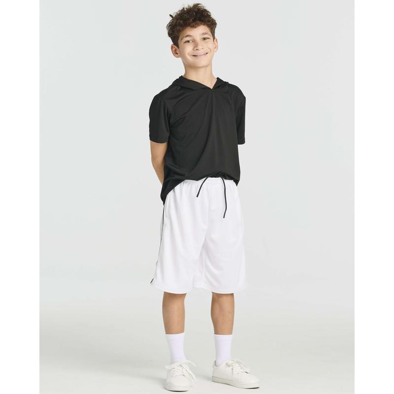 Real Essentials 5 Pack: Boys' Athletic Basketball Shorts with Pockets - Youth Activewear (Ages 4-18)