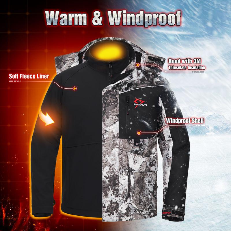 Piscifun Ice Fishing Suit,3 in 1  Heated Jacket,Waterproof Fishing Bib