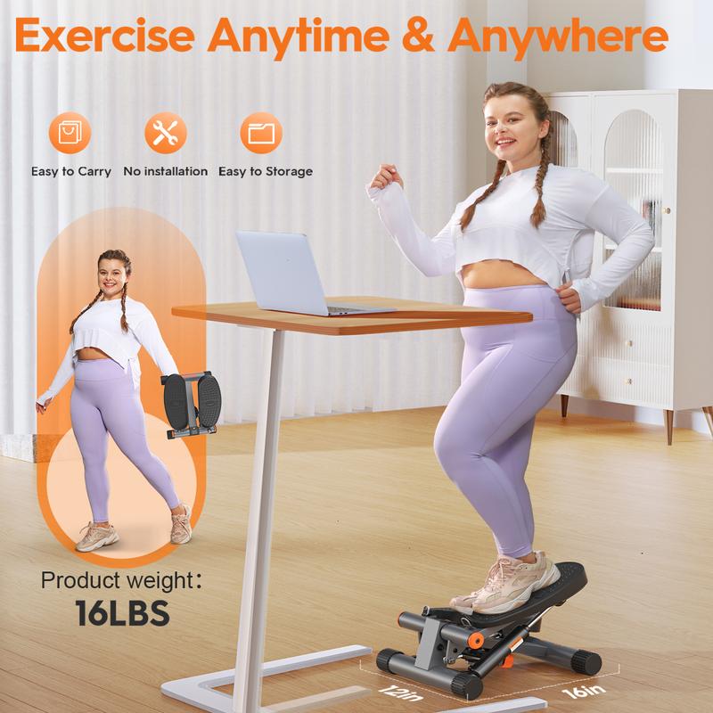 Niceday Steppers for Exercise, Space-saving Stair Stepper with Resistance Bands, Mini Stepper for Home And Office Use with 300LBS Loading Capacity, Hydraulic Fitness Stepper with LCD Monitor