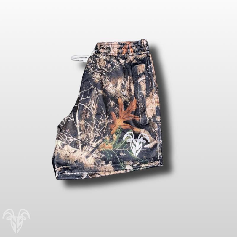 Men's Goat Strength Mesh Shorts   Men's Shorts 5 inch inseam CAMO Shorts Gym Breathable Elastic Workout | Realistic camouflage athletic shorts