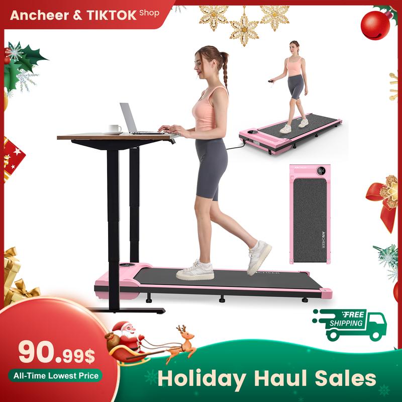 Ancheer Compact Treadmill - Bright Colors, Adjustable Speeds, and Cushioned Comfort for Home Fitness Enthusiasts