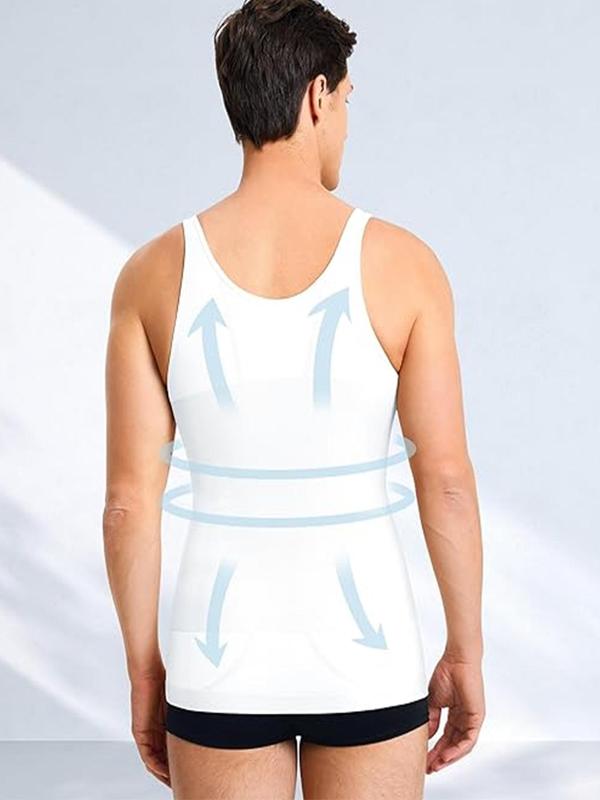 Men's Solid Color Compression Sleeveless Shapewear Vest, Fall Wear 2024, Casual Plain Comfortable Breathable Tummy Control Athletic Shaper Tank Top, Men's Shapewear Top for Daily Wear Activewear, Tank Tops for Men, Menswear Underwear