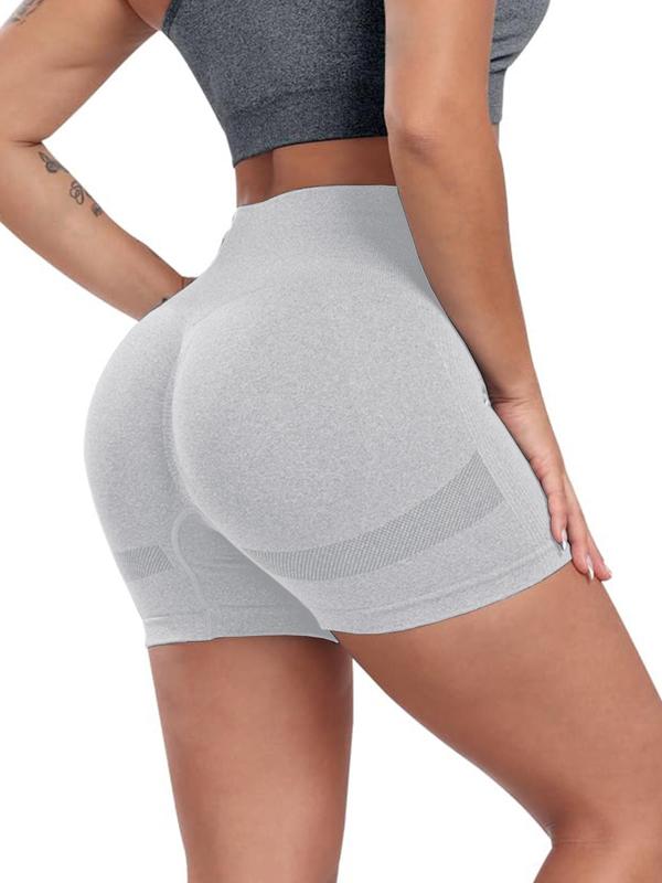 Women's Solid High Waist Sports Shorts, Breathable Comfortable Wide Waistband Skinny Shorts, Gym Shorts, Ladies Sportswear for Indoor Outdoor Wear