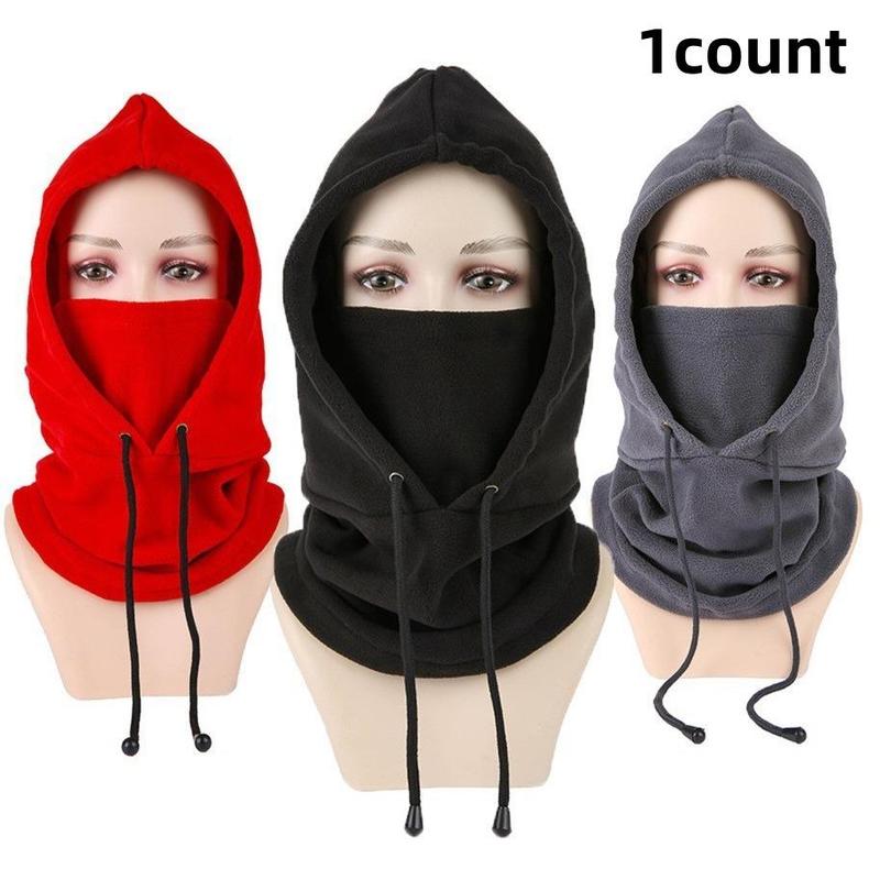 Winter Face Mask with Drawstring, Windproof Warm Neck Gaiter with Hood, Outdoor Sports Face Cover for Cycling Skiing, Christmas Gift