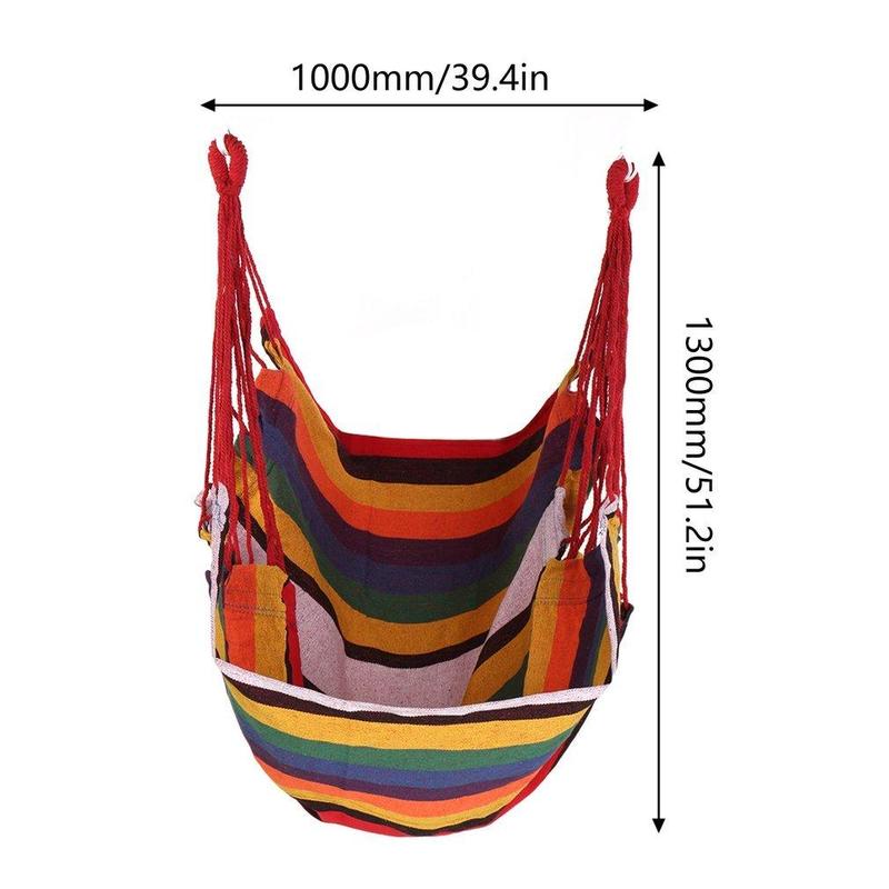 Striped Pattern Hammock without Cushion, Outdoor Canvas Hanging Hammock Chair, Hanging Rope Swing Bed for Home Garden & Camping & Hiking, Summer Gift