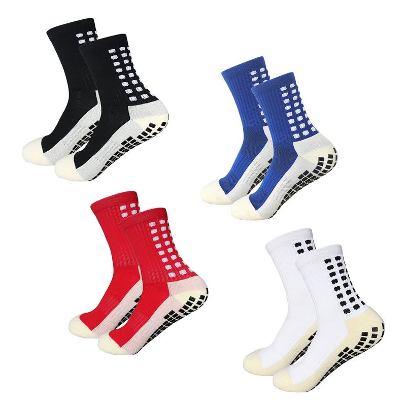 4 Pair Men's Soccer Socks with Anti Slip Non Slip Grip Pads for Football Basketball Sports Grip Socks