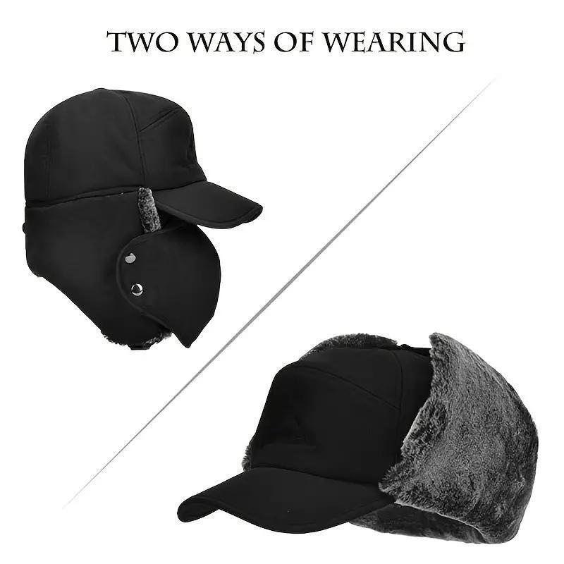 Winter Essentials Warm Hat, Thicken Faux Fur Outdoor Sports Hat with Removable Face Mask, Outdoor Sports Accessories for Skiing Skating Climbing Cycling