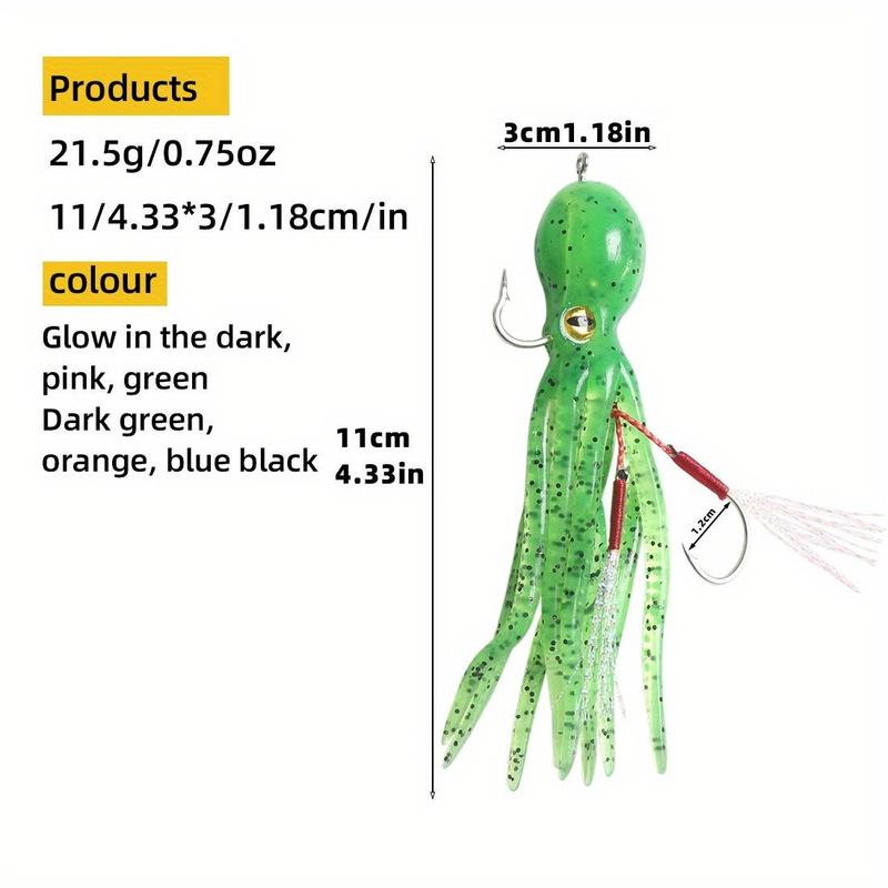 Soft Octopus Swimbait, 1 Count Artificial Fishing Lure with Double Hooks, Fake Fishing Bait, Outdoor Fishing Accessories