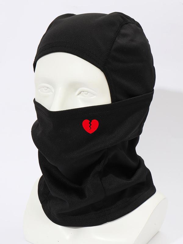 Heart Print Cycling Balaclava Hat,  Warm and Breathable Warm Cycling Cap, Outdoor Sports Cycling Accessories, Multifunction Ski Face Mask for Fall & Winter, Comfortable Neck Warmer Fitted Hat