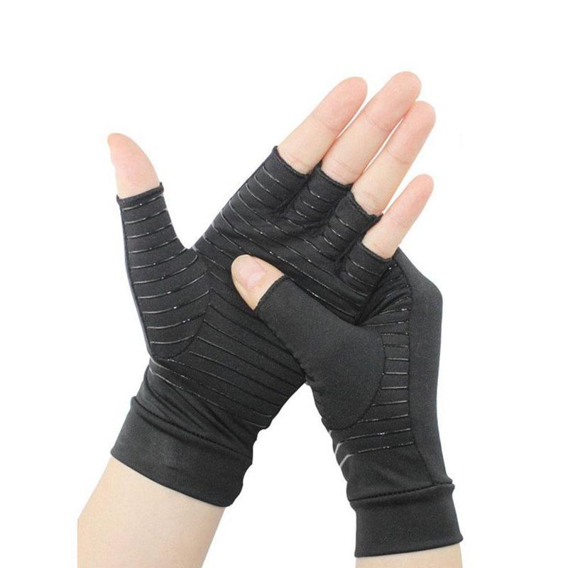 Sports Gloves, 1 Pair Copper Fingerless Gloves, Sports Support Gloves for Men and Women, Gym Accessories