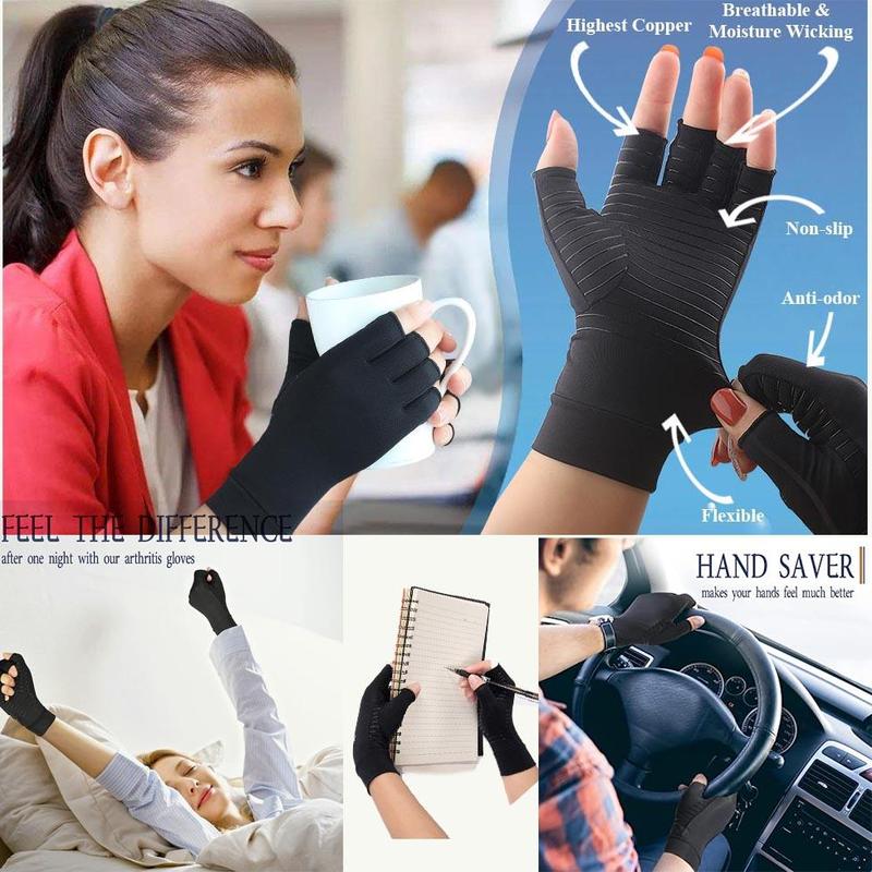 Sports Gloves, 1 Pair Copper Fingerless Gloves, Sports Support Gloves for Men and Women, Gym Accessories