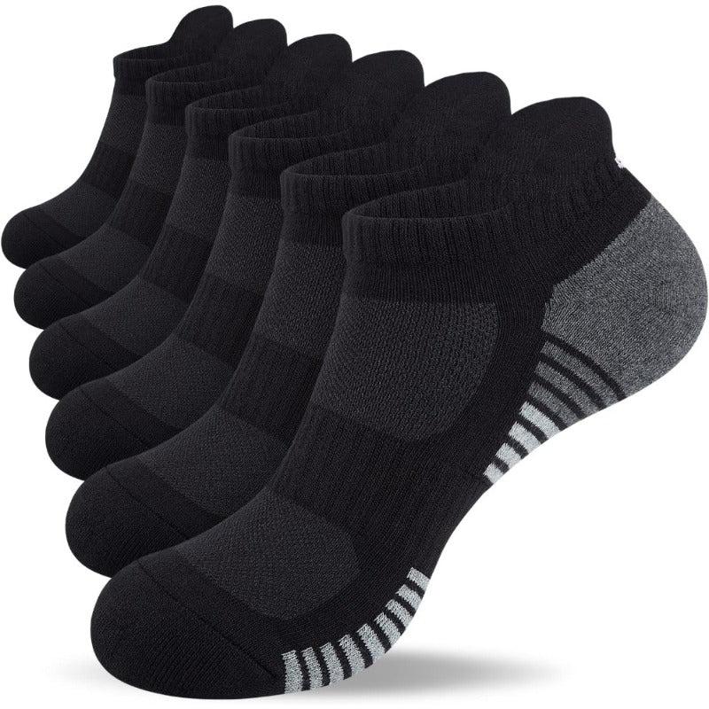 Athletic Running Ankle Socks, Low Cut Cushioned Anti-Blister Tab Sports Socks Men Women 6Pairs-White