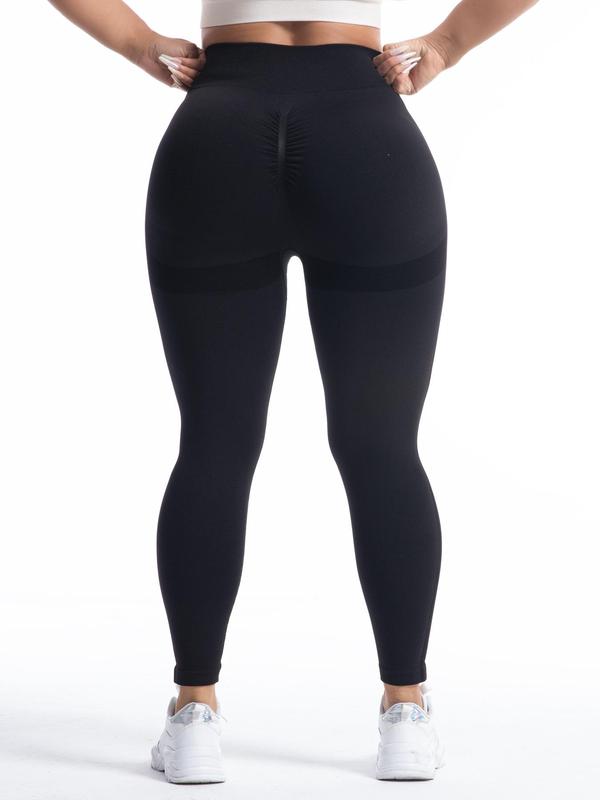  Solid Color High Waist Sports Leggings, High Stretch Seamless Yoga Leggings, Ladies Sportswear for Indoor Outdoor Wear