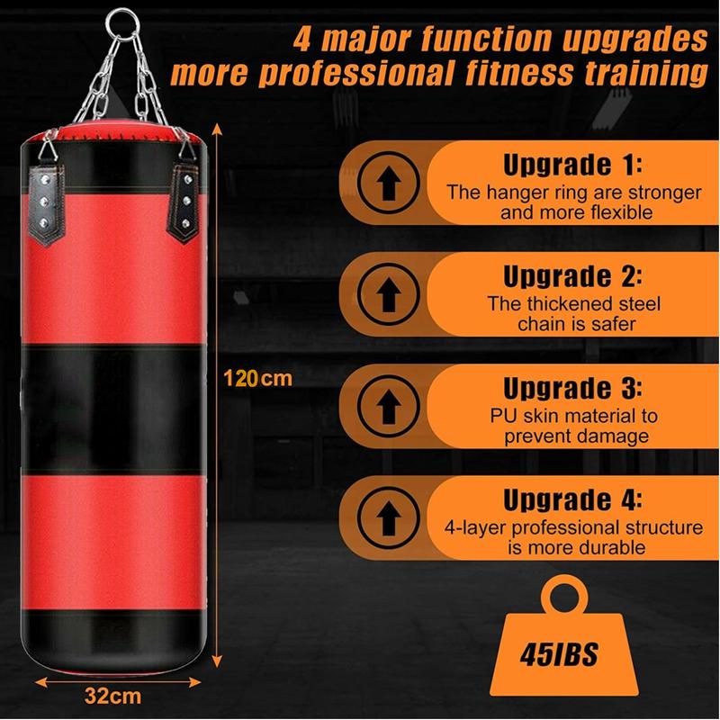 Punching Bag for Adults Kids, 4FT Oxford Heavy Boxing Bag Set, Punching Bag with Boxing Gloves, Chains, Hand Wraps, Suitable X‘mas Gift for MMA Karate Kickboxing Boxing - Unfilled