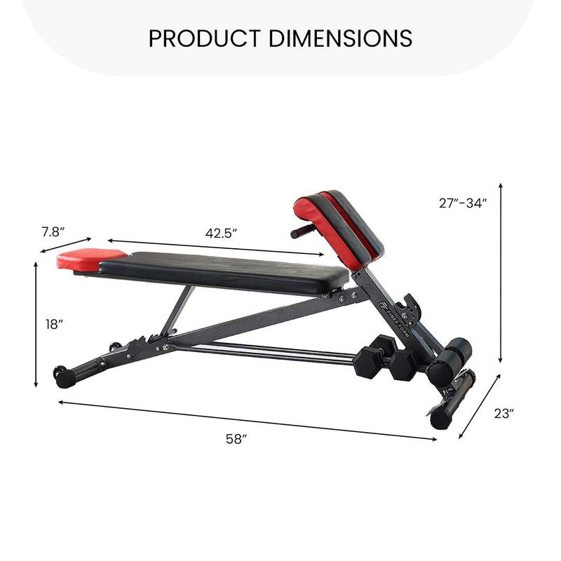 FINER FORM Multi-Functional Adjustable Weight Bench with Hyper Extension for Total Body Workout