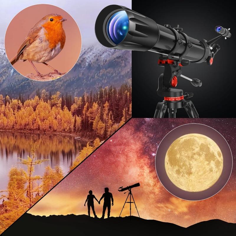 Telescope,Telescope for Adults High Powered, Professional Refractor Telescope for Beginners,for Planet Observation with Stainless Tripod