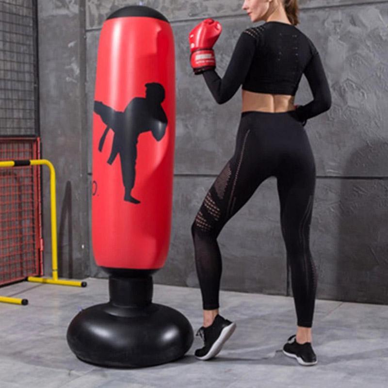 1.6m Inflatable Punching Bag, Free-standing Boxing Sandbag, Tumbler Boxing Column, Boxing Training Equipment for Home Gym, Boxing & Martial Arts Supplies