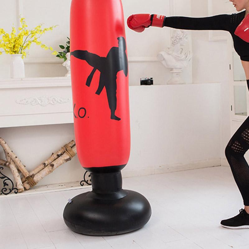 1.6m Inflatable Punching Bag, Free-standing Boxing Sandbag, Tumbler Boxing Column, Boxing Training Equipment for Home Gym, Boxing & Martial Arts Supplies