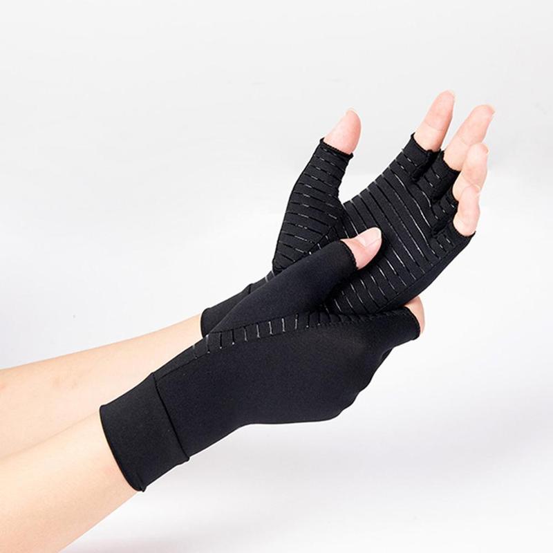 Sports Gloves, 1 Pair Copper Fingerless Gloves, Sports Support Gloves for Men and Women, Gym Accessories