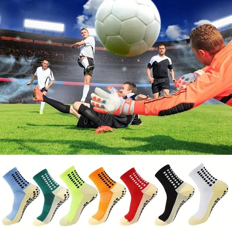 4 Pair Men's Soccer Socks with Anti Slip Non Slip Grip Pads for Football Basketball Sports Grip Socks