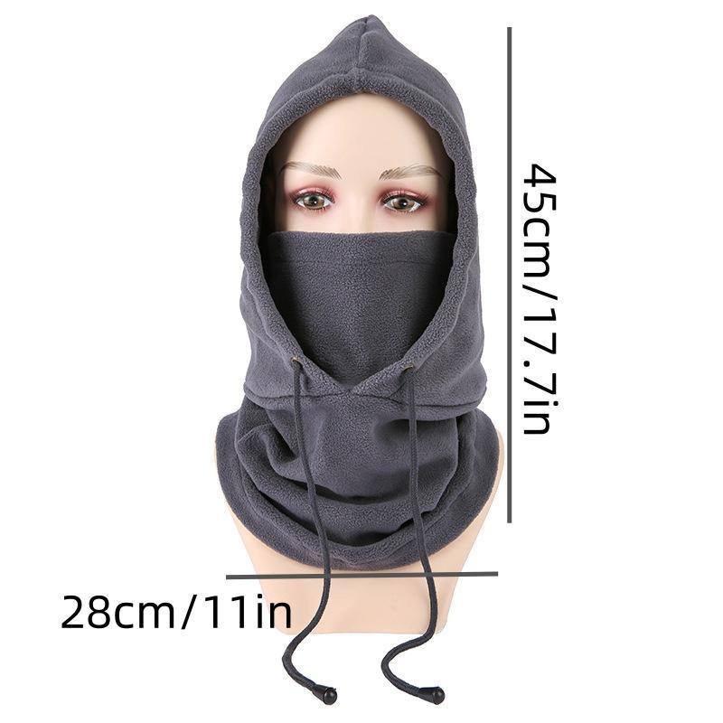 Winter Face Mask with Drawstring, Windproof Warm Neck Gaiter with Hood, Outdoor Sports Face Cover for Cycling Skiing, Christmas Gift