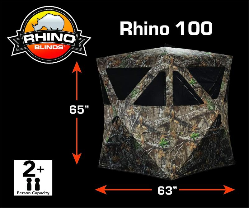 Rhino blinds R100-MOC Tough 2 Person Outside Game Deer and Turkey Hunting Pop-Up Ground Blind, Breakup Country Camouflage