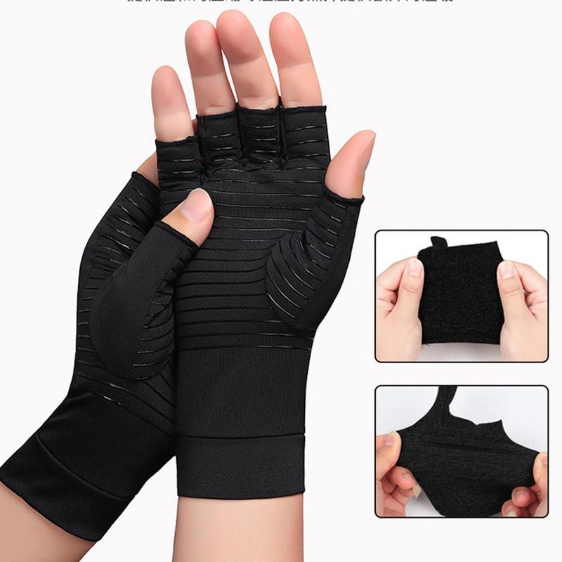 Sports Gloves, 1 Pair Copper Fingerless Gloves, Sports Support Gloves for Men and Women, Gym Accessories