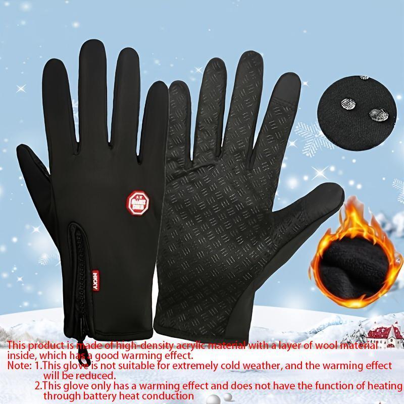 Winter Warm Gloves, 1 Pair Men's and Women's Outdoor Cycling Gloves Warm Plush Lining for Sports, Fishing, Autumn Travel, Waterproof, Windproof and Non-slip Touch Screen Gloves, Birthday Gift, Christmas Gift, Halloween Gift