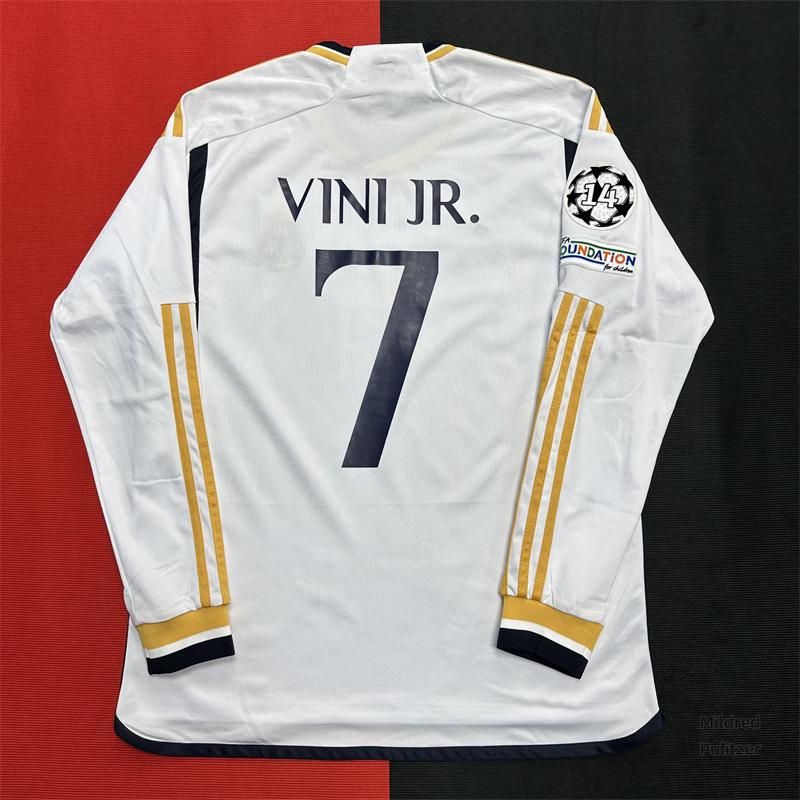 RMCF Soccer Jersey Fans Version Home kit Vini Jr #7 White Long Sleeves