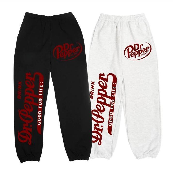 Unisex Y2K Soda Dr Pepper Sweatpants for Outdoor Activities and Sport, Baggy Pants Suitable for Men and Women, Classic Fit All Season Jogger, Menswear Graphic Printed Pants