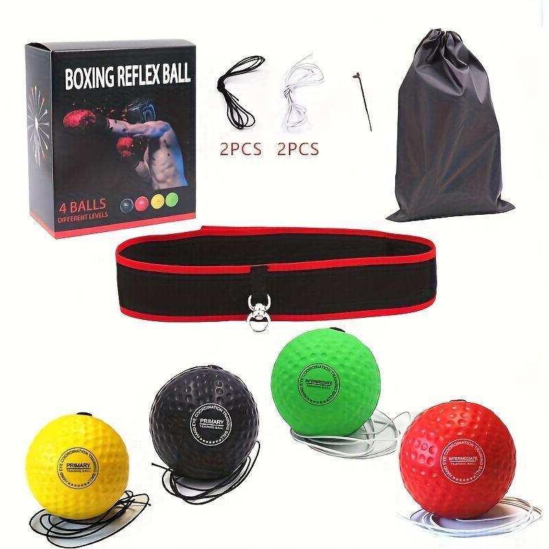 Boxing Reflex Ball Set with Storage Bag, 1 Set Boxing Reaction Ball & Headband Set, Improve Reaction Speed and Hand Eye Coordination Training Boxing Equipment for Home