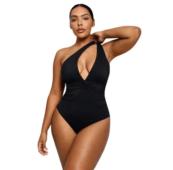 Shapellx Smart Sculpt Ruched Twist-Front Shaping Swimsuit