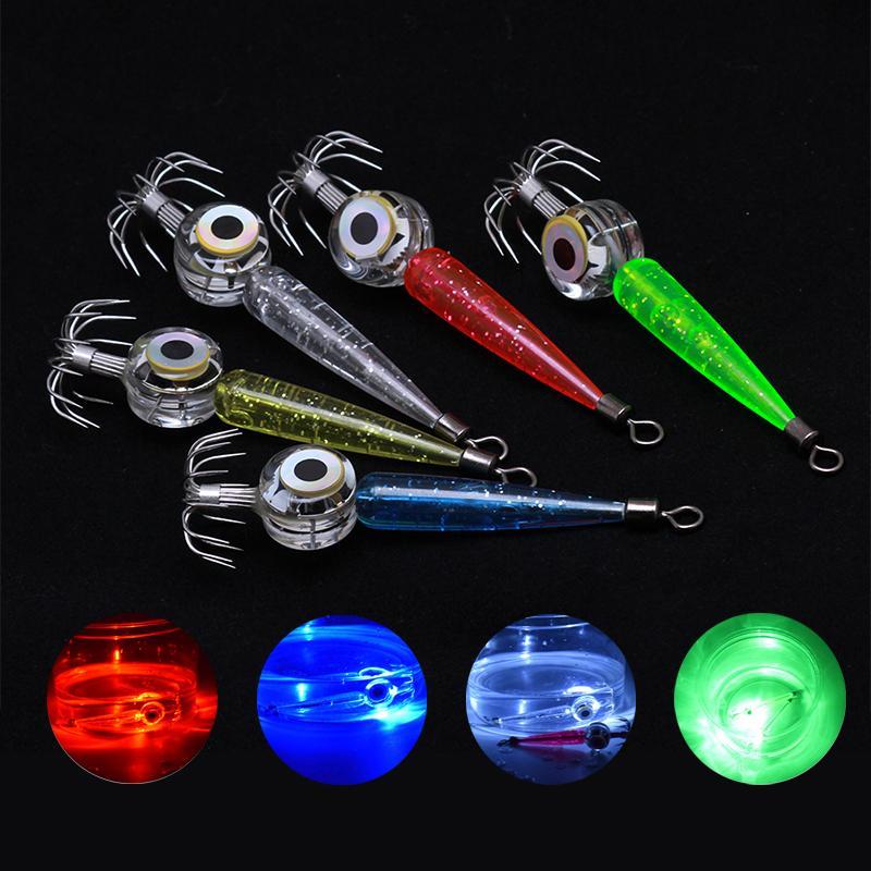 LED Light Fishing Hook, 1 Count Luminous Fishing Lure with Hook, Simulation Squid Hook, Artificial Fishing Bait, Fishing Accessories for Outdoor Fishing, Christmas Gift