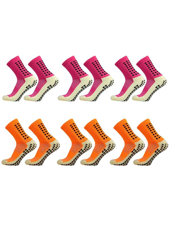 Men's 6 Pairs Colorblock Non-slip Athletic Socks, Comfy Breathable Sports Crew Socks for Soccer Training Competition, Football Socks, Men Sport & Outdoor Clothing, Men's Socks for All Seasons, Menswear, Summer Outfits