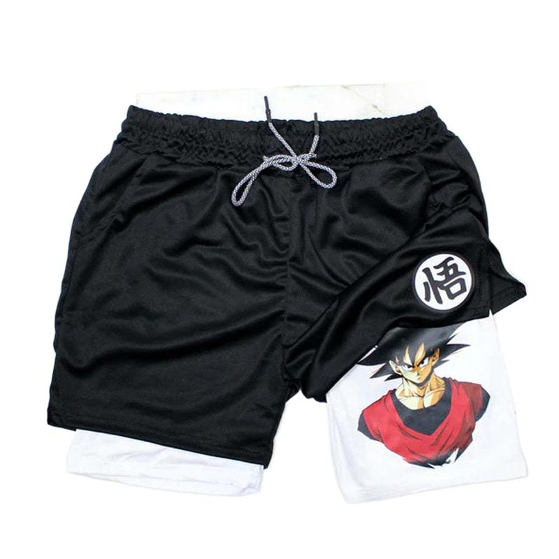 Cartoon Anime Dragon Ball Goku Swimming Trunks Adult Double Layer Beach Pants Fitness Training Pant Sports Shorts Spring and Summer Athletic Summer Shorts