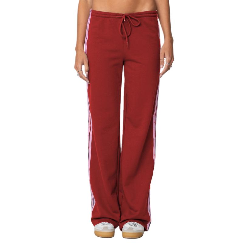 Women Y2k Track Pants Baggy Striped Joggers Sweatpants Elastic Waist Color Block Parachute Pants with Pockets