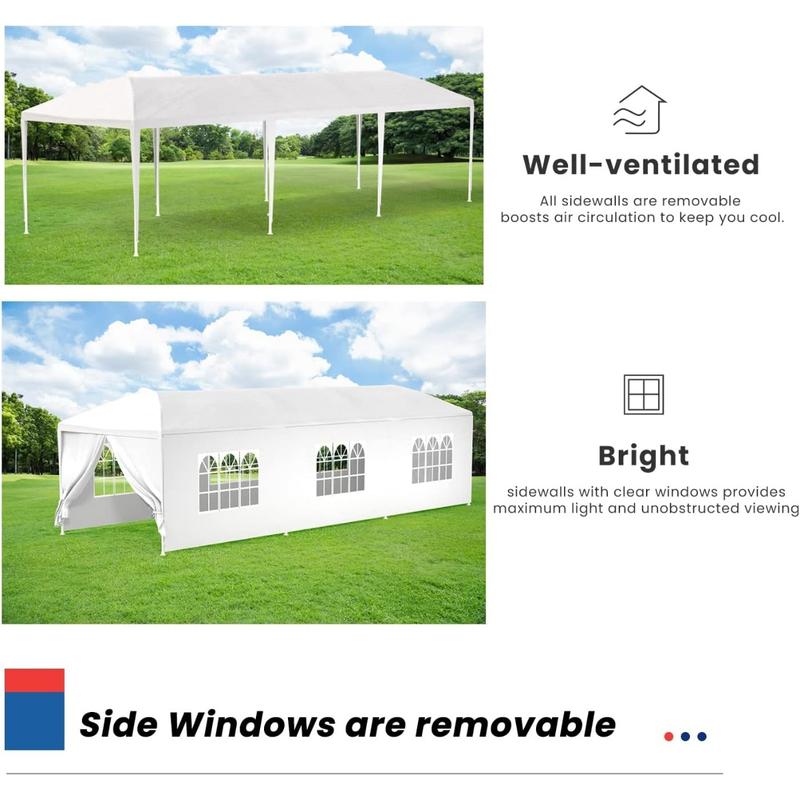 10x30 Party Tent Wedding Patio Gazebo Outdoor Carport Canopy Shade with Side 8 Removable Walls