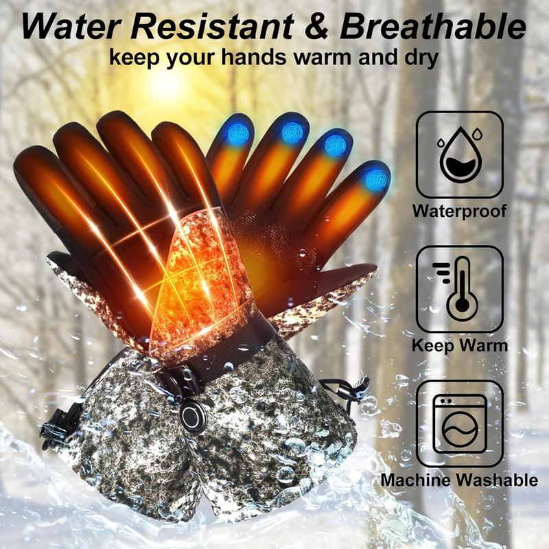 Heated Hunting Gloves for Men Women Thermal Electric Rechargeable Battery Heated Gloves Winter Waterproof Warming Touchscreen Gloves Heating Mitten for Skiing Cycling Climbing Hiking